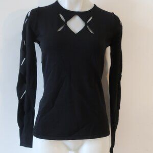 Womens Bailey 44 Black Keyhole Cut-Out Pullover Sexy Light Knit Top S